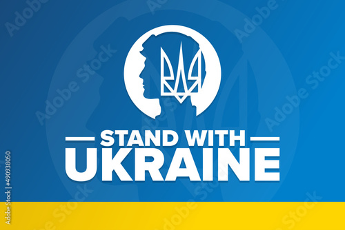 Stand with Ukraine. Template for background  banner  poster with text inscription. Vector EPS10 illustration.
