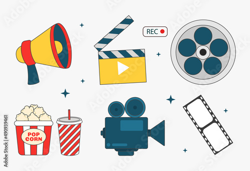 Movie and cinema items set