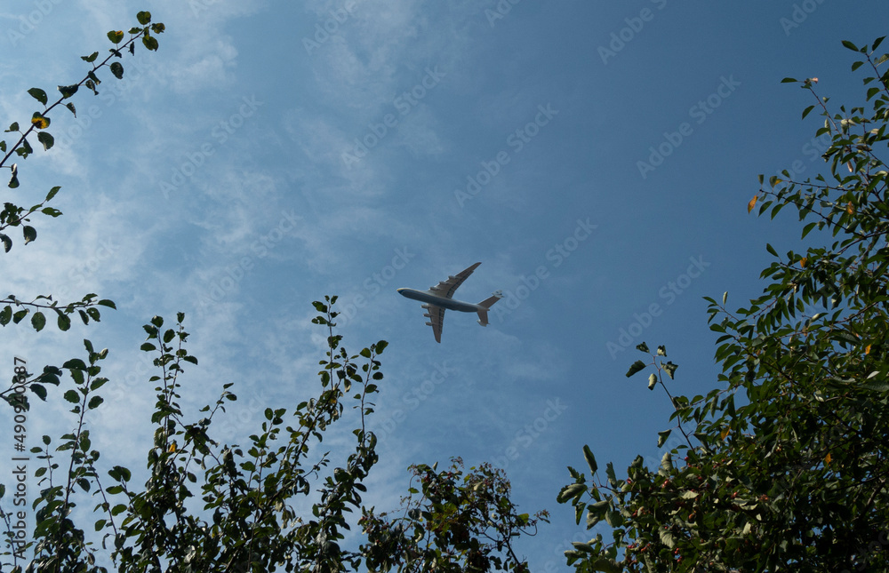 Obraz premium Gostomel. Ukraine. August 24, 2021. Antonov An-225 Mriya. Last flight on August 24, 2021 on Independence Day of Ukraine over Gostomel