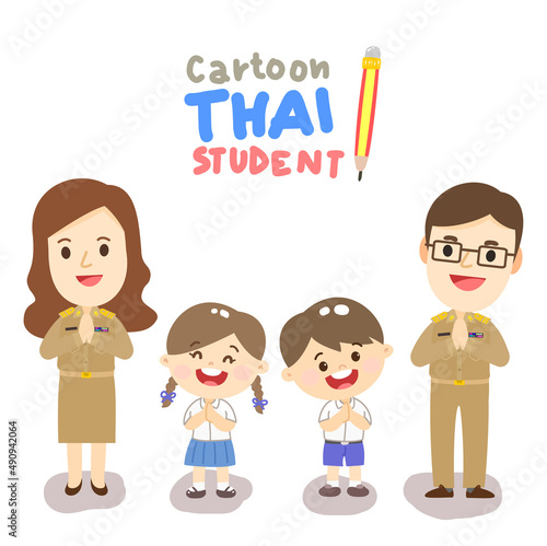 Cartoon Cute Thai Teacher Character.
