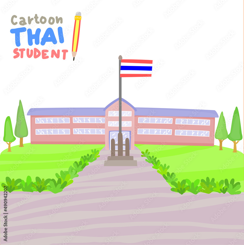 Obraz premium Cartoon school on background.