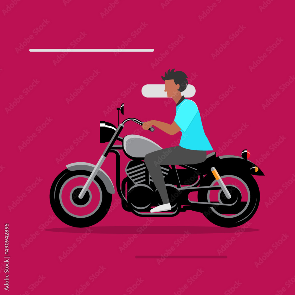 Fototapeta premium Guy Riding 2 wheeler motorcycle 