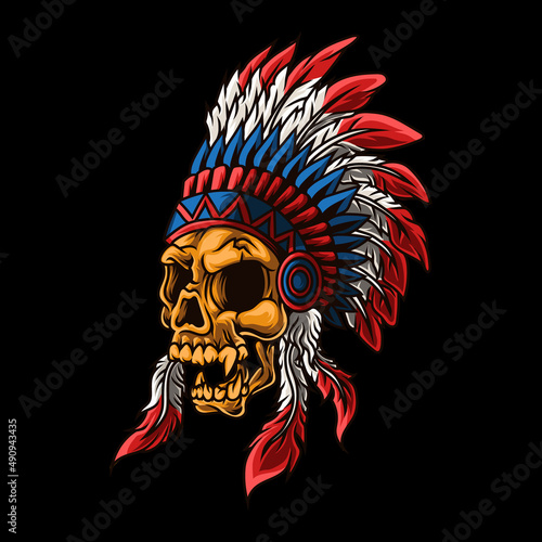 indian skull head mascot vector illustration