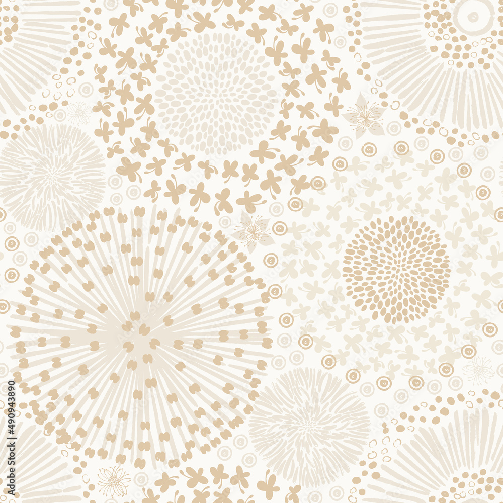 Neutral botanical wallpaper, Boho flowers seamless pattern Neutral botanical wallpaper, Boho flowers seamless pattern