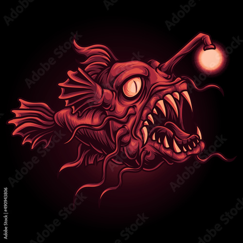 monster anglerfish vector illustration