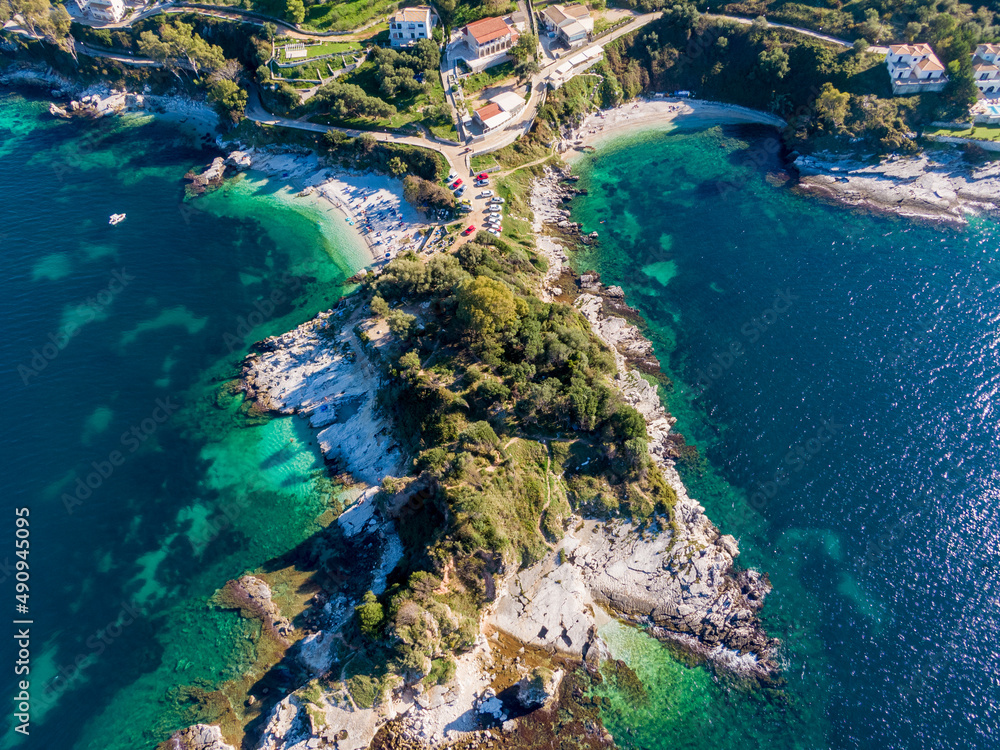 Aerial drone photo of  kassiopi, corfu , greece