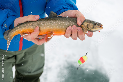 Fototapeta Naklejka Na Ścianę i Meble -  fishing in the snow