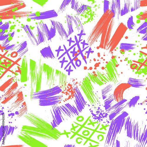 Seamless pattern with blotches of paint. Abstract colorful background.