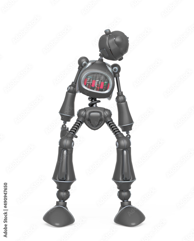 funny robot cartoon is in shut down pose funny robot cartoon is in shut down pose
