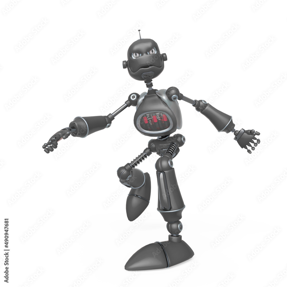 funny robot cartoon is stoping affter running funny robot cartoon is stoping affter running