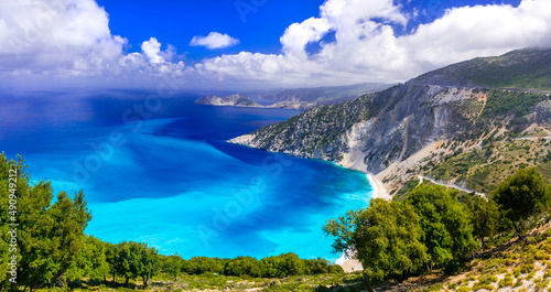 Myrtos bay - one of the most beautiful beaches of Greece with turquoise sea. Cephalonia (kefalonia) Ionian greek island photo