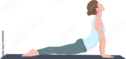 Girl doing yoga on the mat