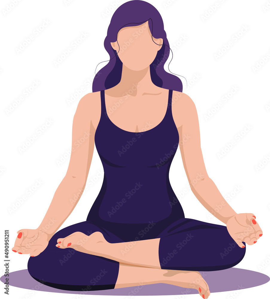 Girl sitting and meditating yoga