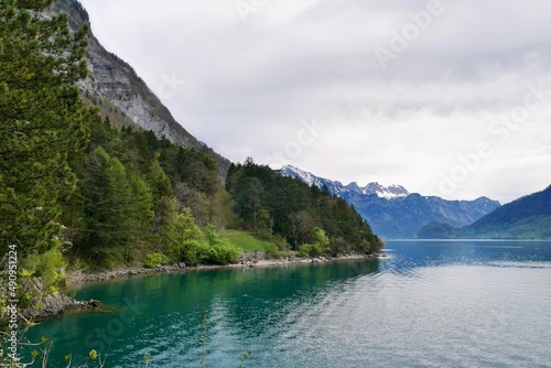 Hiking path along lake Walen. St.Gallen, Switzerland. © Maleo Photography