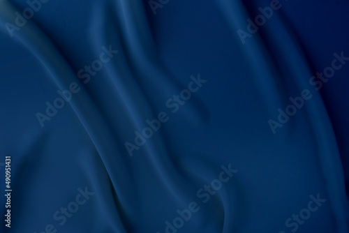 blue silk fabric, delicate satin with soft pleats for designer, text mockup, cards, luxury concept. Smooth elegant golden silk or satin texture can use as background. Retro style