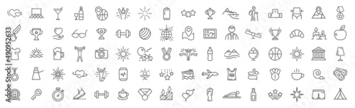 Lifestyle and entertainment line icons collection. Big UI icon set. Thin outline icons pack. Vector illustration eps10