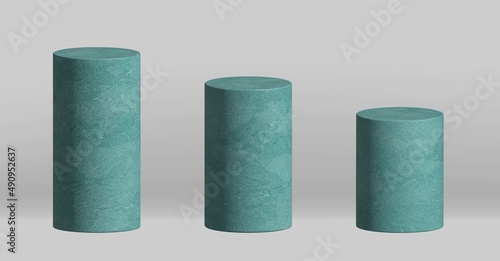 3d basic geometric shapes vector illustration. Blue 3d column. 