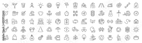 Environment and industry line icons collection. Big UI icon set. Thin outline icons pack. Vector illustration eps10