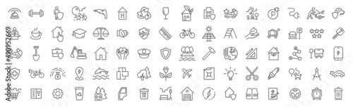 Infrastructure and environment line icons collection. Big UI icon set. Thin outline icons pack. Vector illustration eps10