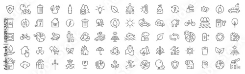 Eco and environment line icons collection. Big UI icon set. Thin outline icons pack. Vector illustration eps10