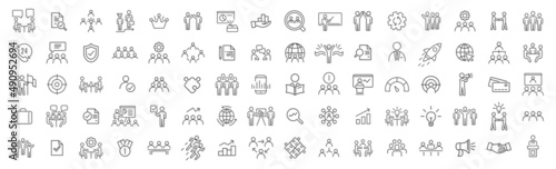 Teamwork and workshop line icons collection. Big UI icon set. Thin outline icons pack. Vector illustration eps10