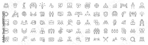 Business training and office line icons collection. Big UI icon set. Thin outline icons pack. Vector illustration eps10