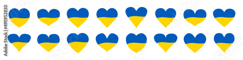 Ukraine flag emblem in hearts icon. Heart icon collection. Vector Illustration