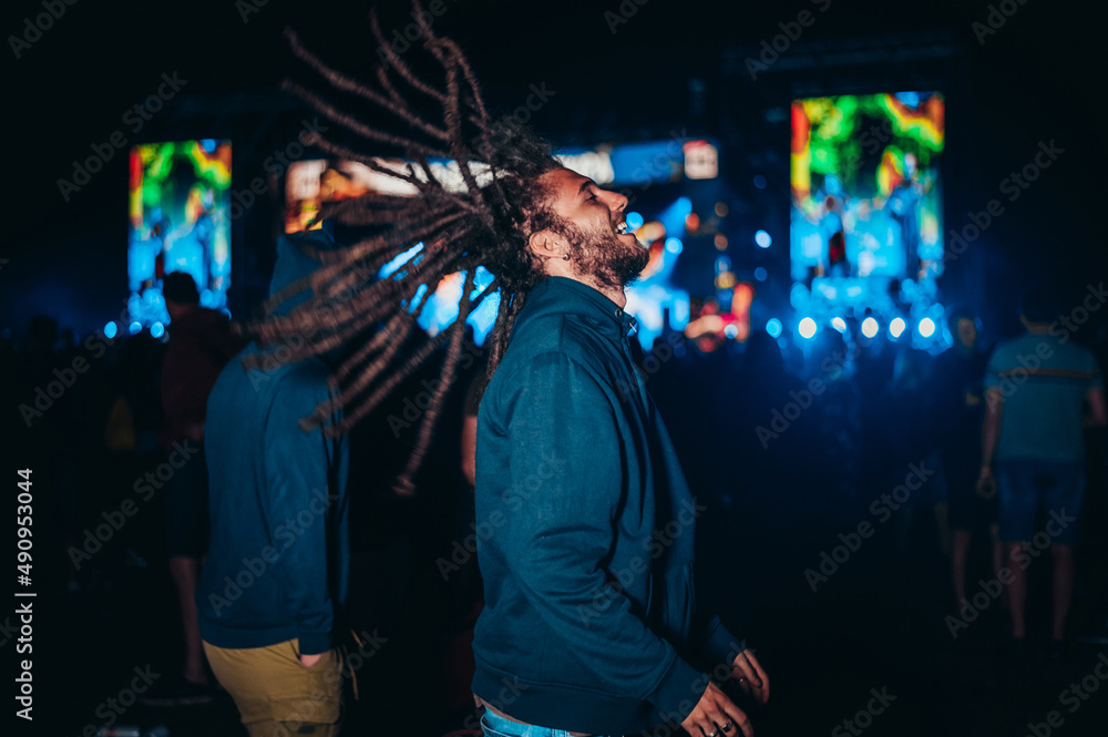 Man with dreadlocks on a music festival