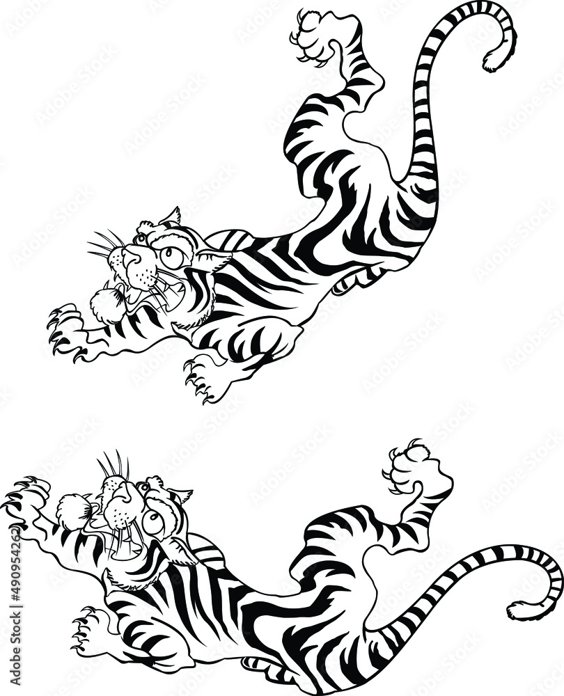 Hand draw a Tiger full-body for greetings card, flyers, invitation, poster, brochure, banner, calendar, social media, Hand draw a Tiger full-body for greetings card, flyers, invitation, poster, brochure, banner, calendar, social media,