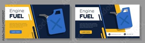 Fotografie, Tablou Engine fuel online banner template set, gasoline, petroleum advertisement, horiz