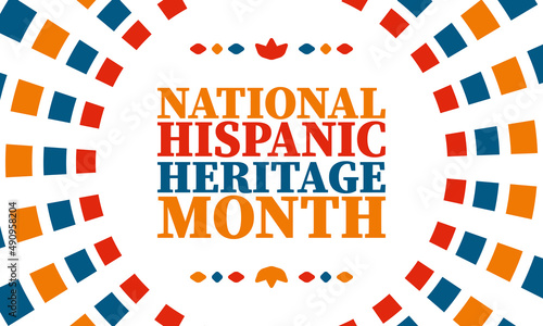 National Hispanic Heritage Month in United States. Celebrate annual in September and October. Latin American and Hispanic ethnicity culture. National fabric vector textures. Traditional festival
