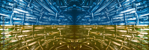 Metal swords background yellow-blue color