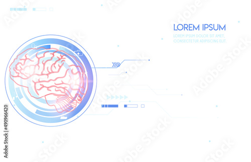 Brain is a human internal organ. Design with low poly technique. Dots joined in a polygonal triangle of red color. Background vector illustration art of a health medicine icon.