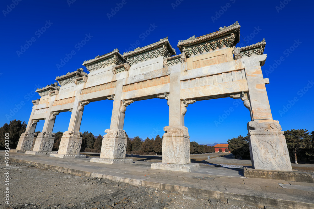 The stone archway is in the scenic spot of the eastern Mausoleum of the Qing Dynasty, China