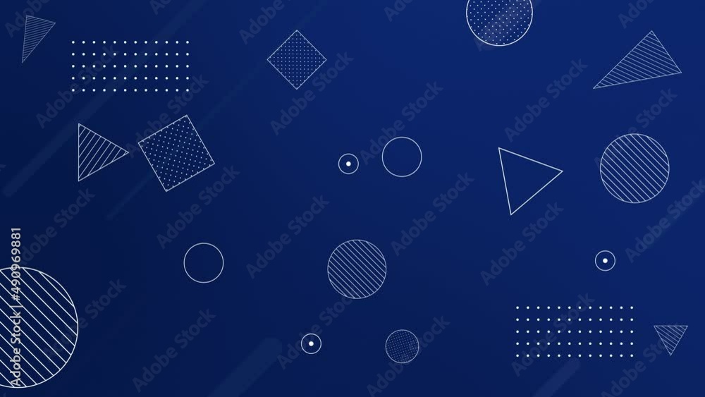 Abstract shape animation with a blue gradient. Seamless background of geometric design