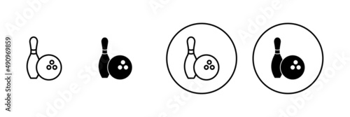 Bowling icons set. bowling ball and pin sign and symbol.