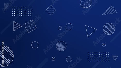 Abstract shape animation with a blue gradient. Seamless background of geometric design
