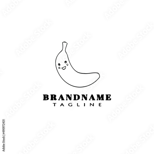 banana logo icon cartoon design template black vector