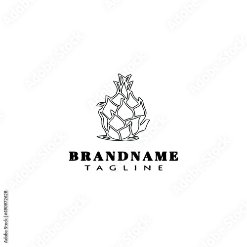 dragon fruit logo cartoon design symbol icon black unique vector illustration