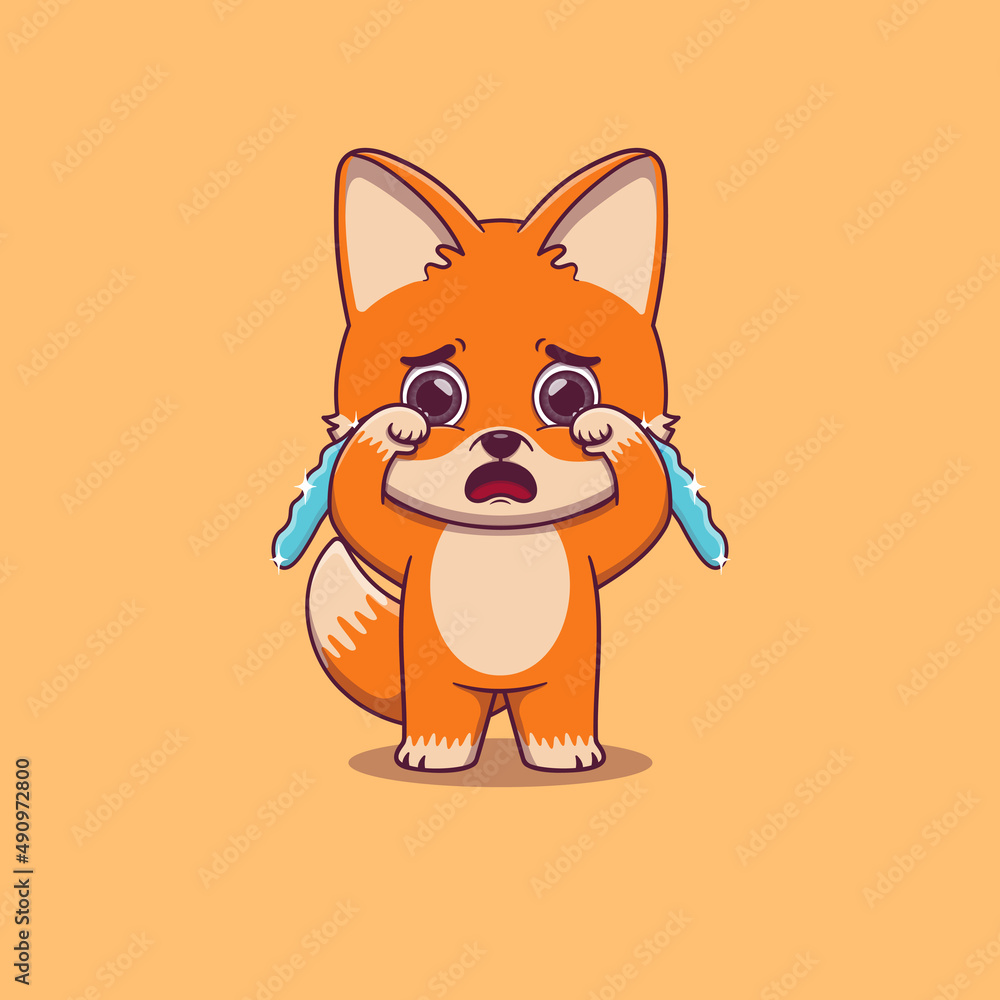Obraz premium cute fox crying with tears