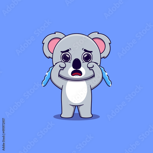 cute koala crying with tears
