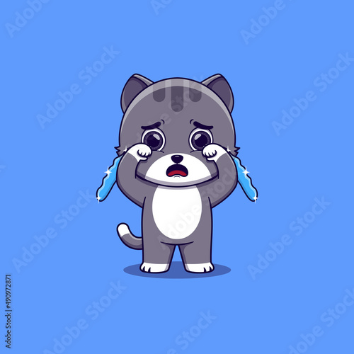 cute cat crying with tears