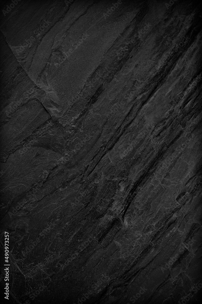 Fototapeta premium Dark grey black slate background or texture.