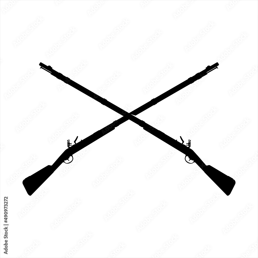 Crossed Musket Flintlock Black Powder Gun Weapon Stock Vector | Adobe Stock