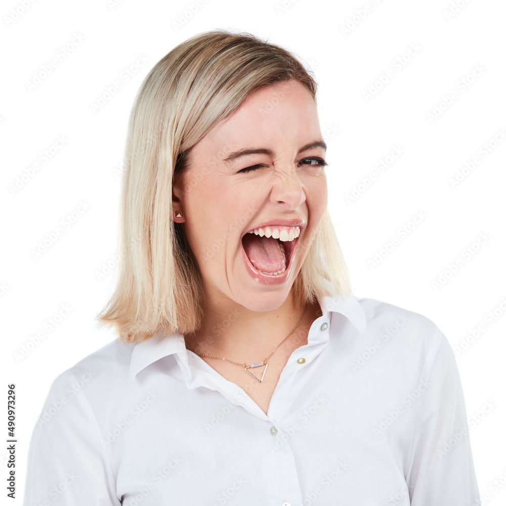 Wink, wink, if you catch my drift. Studio shot of a young businesswoman winking against a white background. Wink, wink, if you catch my drift. Studio shot of a young businesswoman winking against a white background.