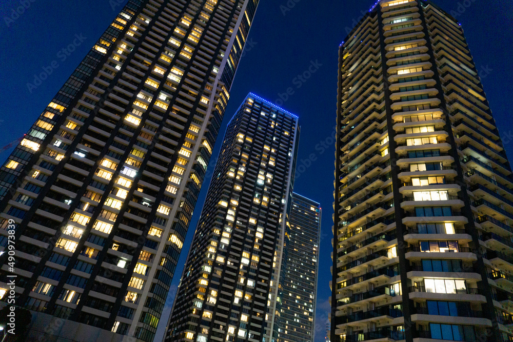 Night view of high-rise condominiums in Tokyo, Japan_85