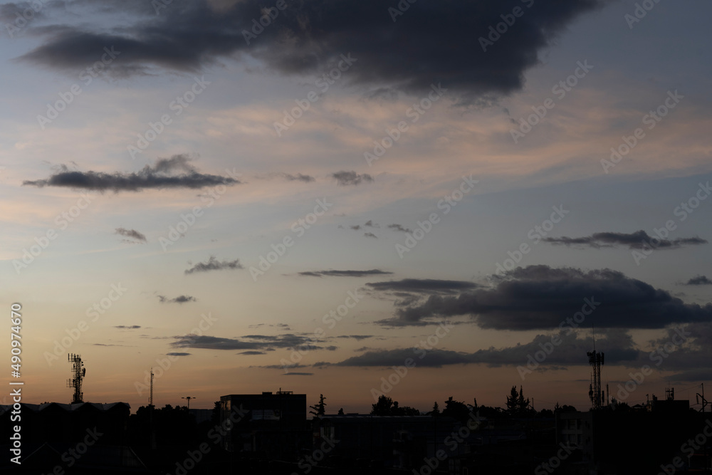 Naklejka premium Beautiful colorful orange sunset in Bogotá Colombia