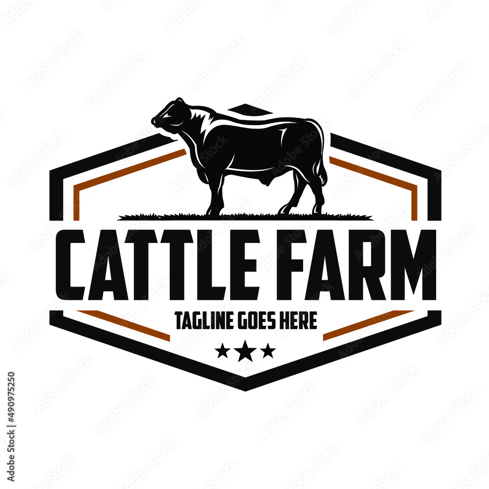 Cattle ranch farm ready made logo design. Cattle Ranch logo template - obrazy, fototapety, plakaty 