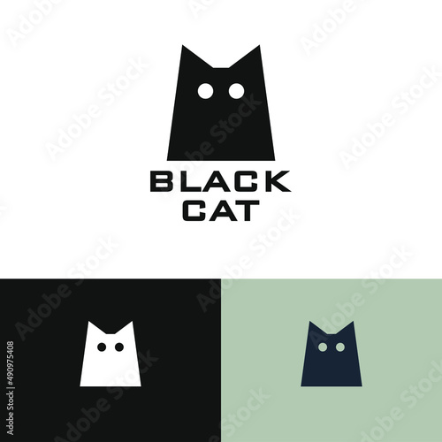 Black cat logo design concept. Animal company brand logomark illustration. Can representing fashion, magic, apparel.