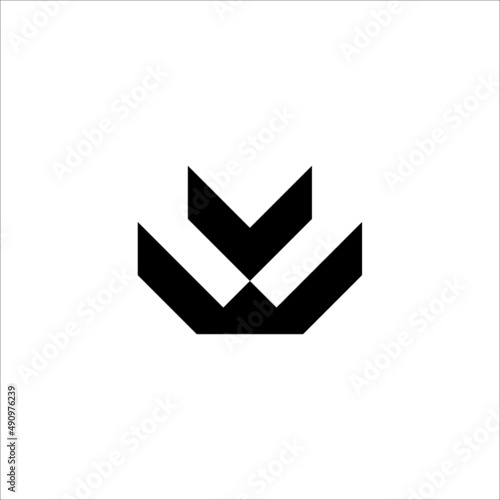 Letter W ,WV, VW in black vector logo.
